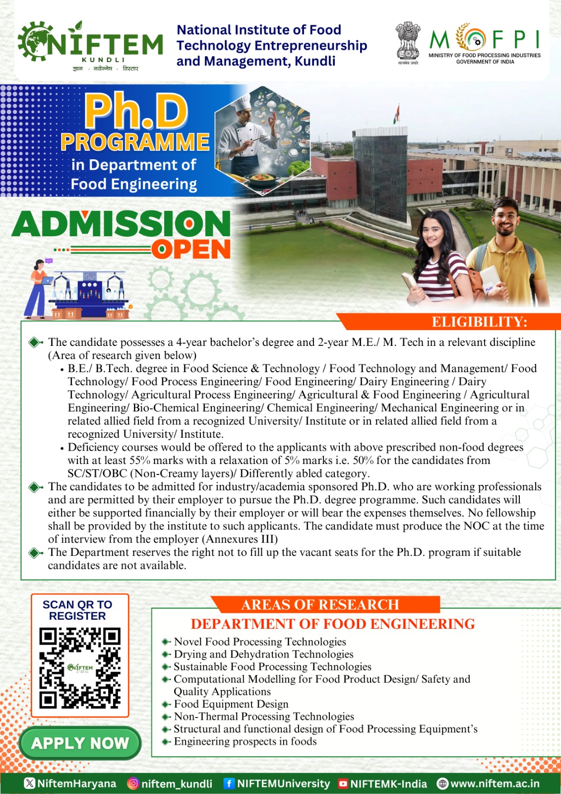Ph.D Course Structure - Food Engineering