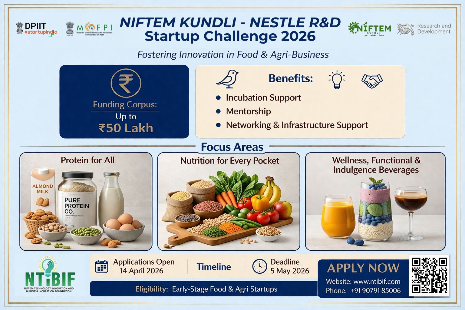 NIFTEM KUNDLI - NESTLE R And D Startup Challenge 2026